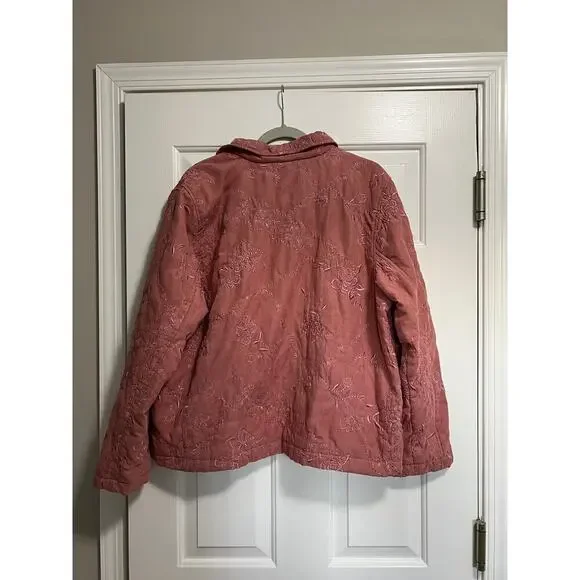 Vintage Graff Dusty Rose Pink Embroidered Lightweight Quilted Jacket - Picture 2 of 6